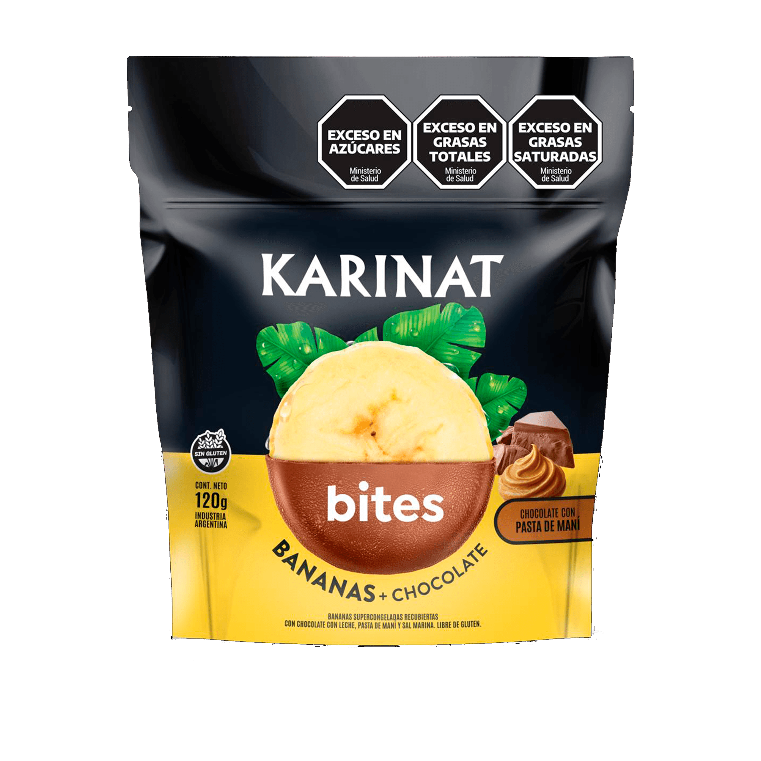 Karinat Bites de Bananas con Chocolate Pasta de Mani y Sal Marina x 120g