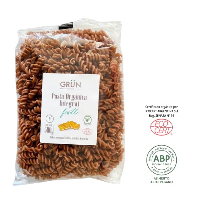 Grun Pasta Organica Integral Fusilli x 500g